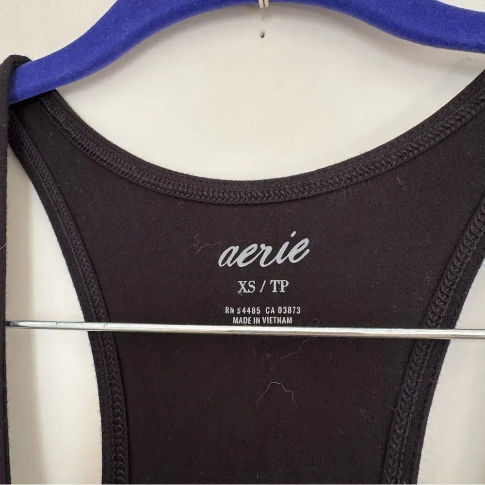 Aerie Track Jumpsuit Drawstring breathable one piece goth minimal Black